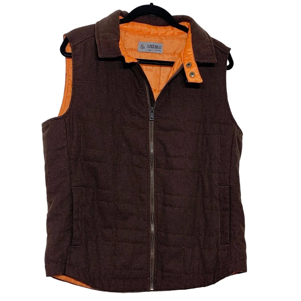 EUC Supernova Wool Blend Brown and Orange Quilted Vest Size Medium‎